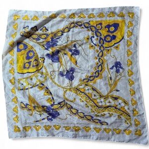 Floral Yellow & Purple Square Scarf